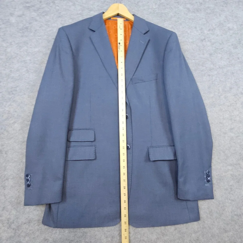 Bianco Berioni Vitale Barberis Canonico Blue/Gry 2-Pc Wool/Silk 44L 39x29.5 FLAW